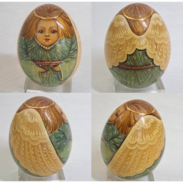 Folk Art Vintage Lot 3 Russian Hand Painted Wooden Egg Sets Plus Matryoshka Dolls For Sale - Image 3 of 12