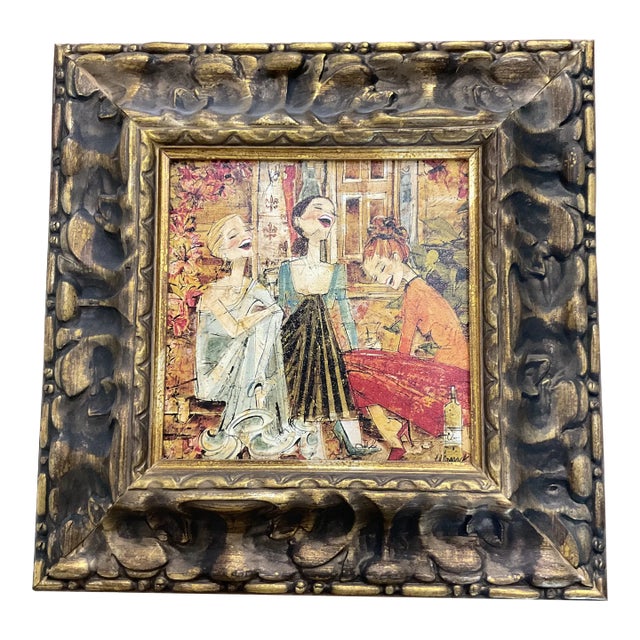 Vintage Framed Kathy Womack Women and Wine Seventeenth Edition Print For Sale