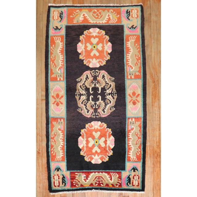 Colorful late 20th century Tibetan rug Measures: 3'1" x 5'7".