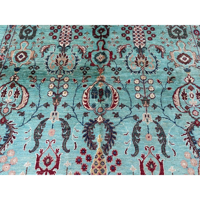 Teal Oushak Hand-Knotted Wool Rug - 7'10" X 5'8" For Sale - Image 9 of 14