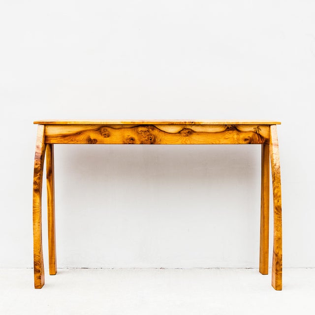 Postmodern Vintage Studio Crafted Burl Maple Postmodern Console or Entry Table For Sale - Image 3 of 14