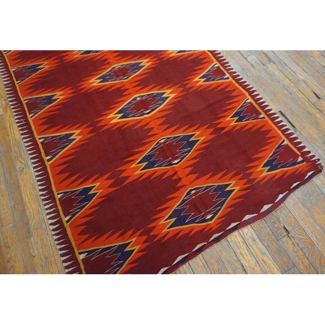Tribal 1890s Red Tribal Geometric Antique Navajo Native American Flatweave Small Rug For Sale - Image 3 of 10