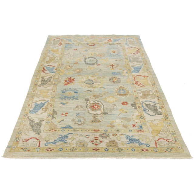 Elevate your space with the understated opulence of this Modern Sultanabad wool rug. Hand-knotted with premium wool, this...