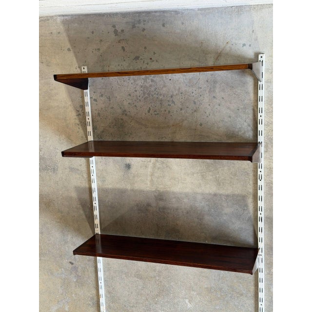 Brown Danish Rosewood Wall Unit Scandinavian Shelving System in Style of Kai Kristiansen Mid Century For Sale - Image 8 of 10