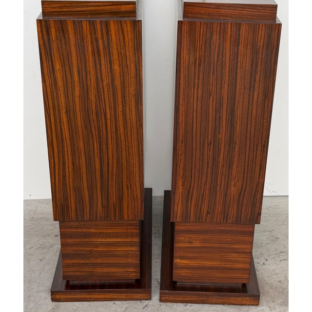 Art Deco Zebrawood Pedestals, Late 20th Century, Sculptural Pair For Sale - Image 15 of 16