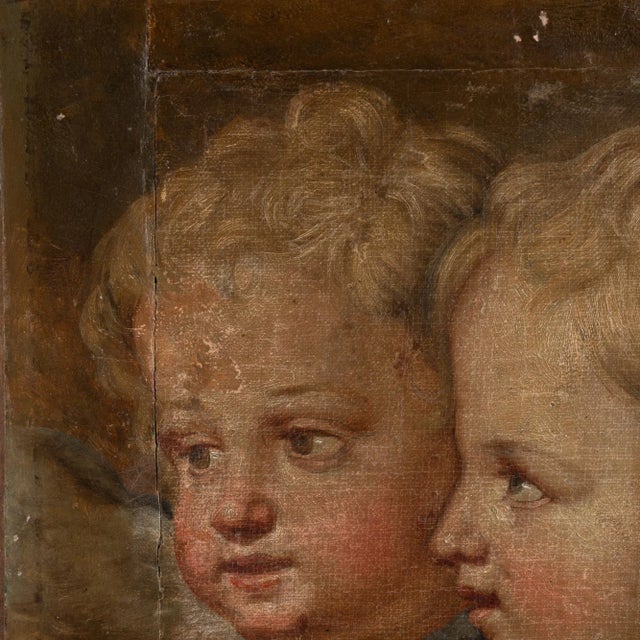 Original Oil on Canvas Painting of Two Putti Cherubs, Denmark Circa 1840-60 For Sale - Image 4 of 11