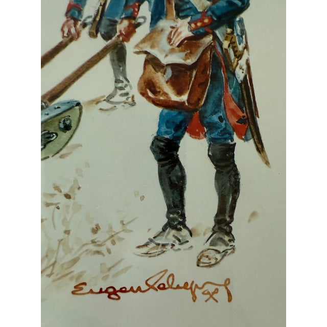 Pair of Framed Historical Illustration Prints of French Soldiers For Sale - Image 12 of 14