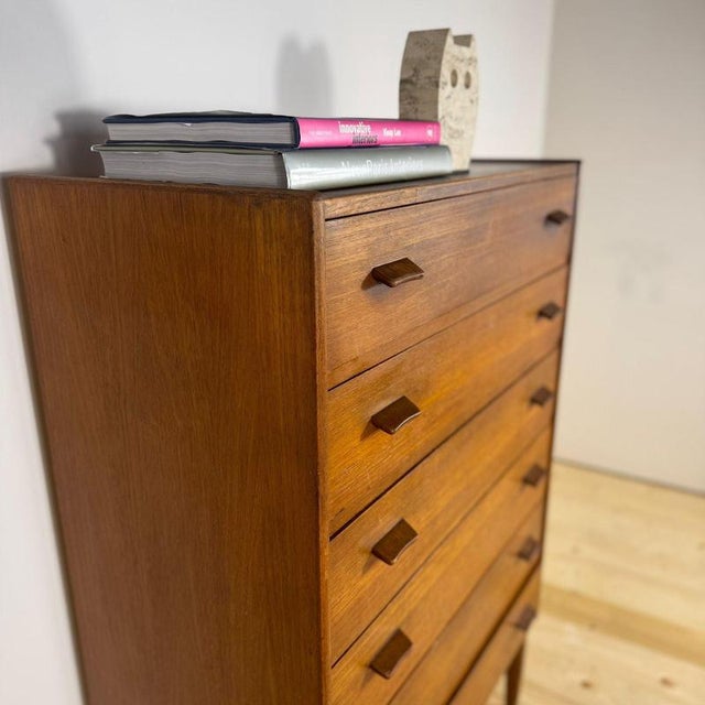 Brown Tall Teak Chest of Drawers by Poul Volther, 1960s For Sale - Image 8 of 12