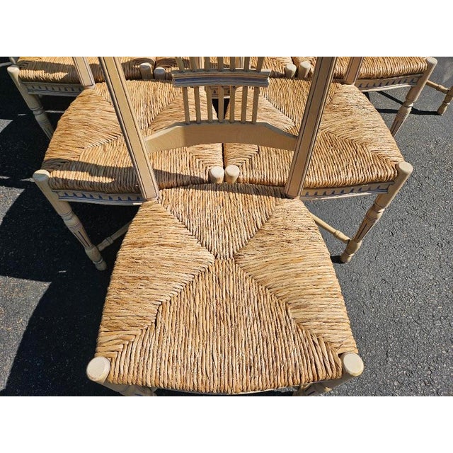 Habersham Furniture Vintage French Wheat-Sheaf Dining Chairs With Rush Seats - Set of 10 For Sale - Image 4 of 18
