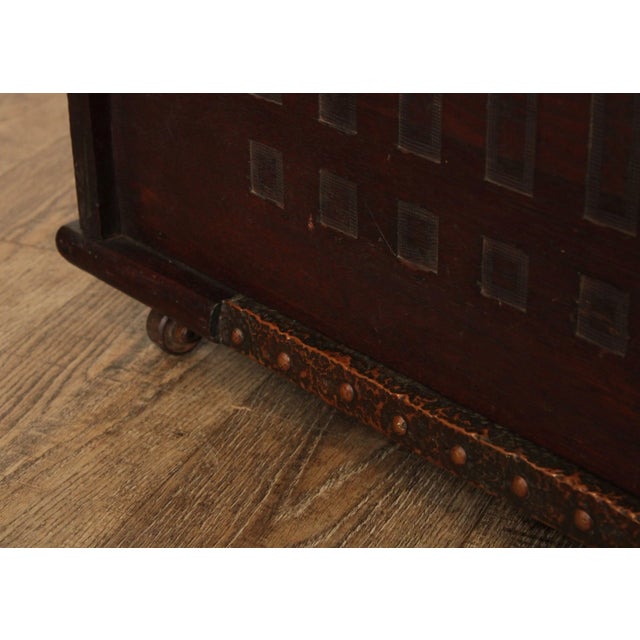 Antique Mission Arts And Crafts Mahogany Storage Chest Hall Bench For Sale - Image 10 of 13