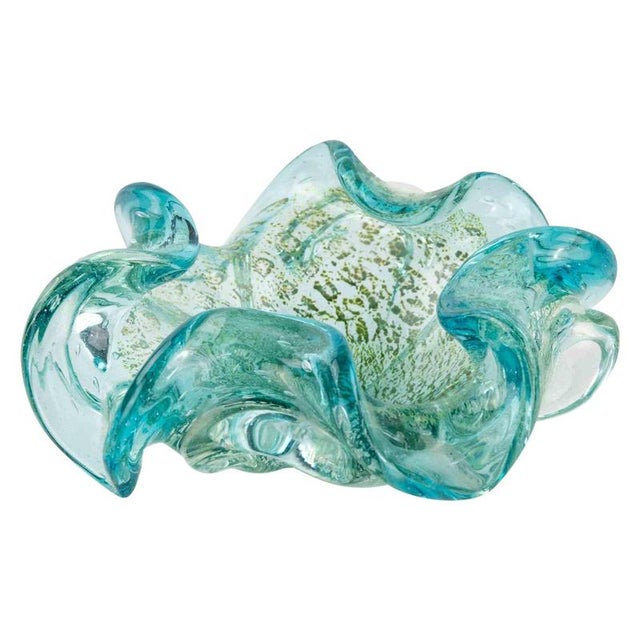 Vintage Turquoise Glass Bowl attributed to Barovier and Toso, 1950s For Sale - Image 6 of 6