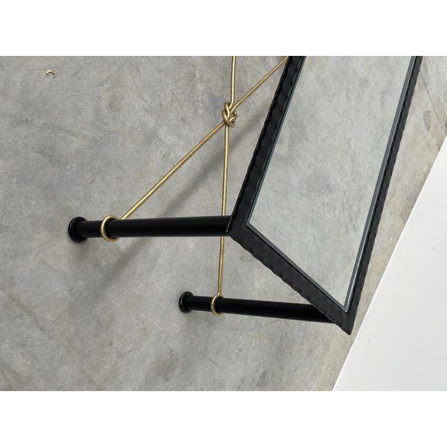 Vintage Textured Forged Iron and Glass Coffee Table with Gilt Knot Detail, 1970s For Sale - Image 6 of 11