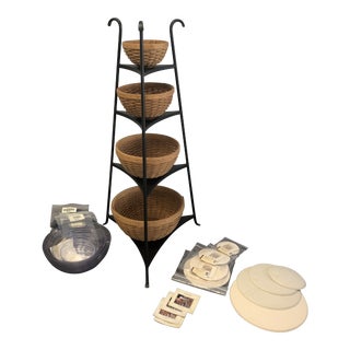 Vintage Wrought Iron Stand With 4 Graduating Baskets - Complete Mint Set by Longaberger For Sale