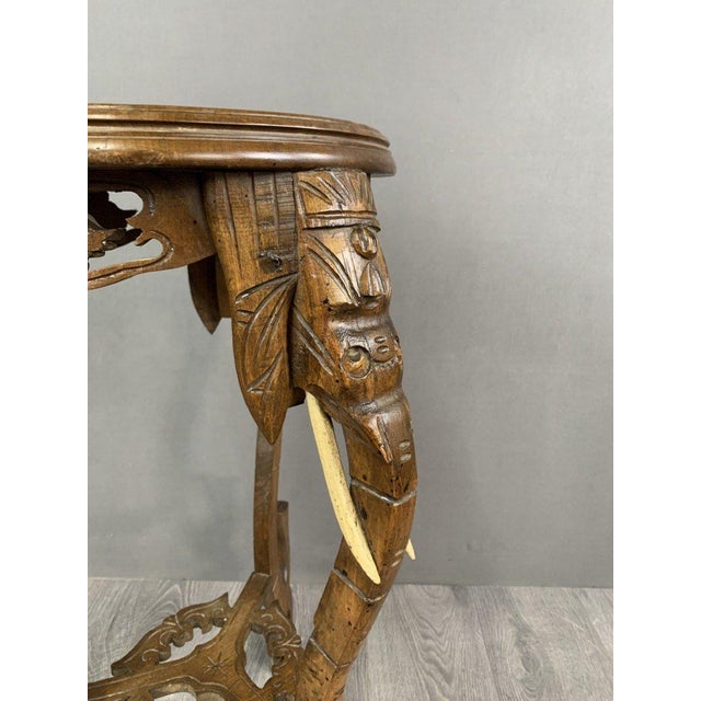 Carved Side Table with Elephant Heads, Early 20th Century, 1890s For Sale - Image 6 of 7