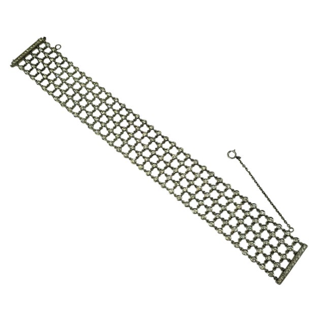 Late 20th Century Late 20th Century 18 Karat White Gold Diamond 5 Row Mesh Bracelet For Sale - Image 5 of 8