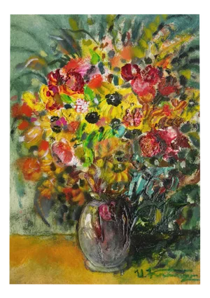 Uldis Krauze, Bouquet of Flowers with Sunflowers, 2000s, Oil on Board