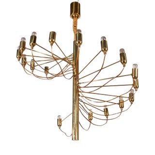 Mid-Century Modern Brass Spiral Chandelier by Gino Sarfatti for Arteluce, Italy, 1970s For Sale