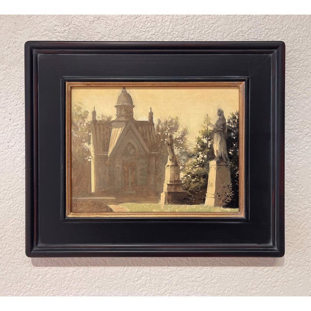 Guardian Angels presents a serene scene featuring a stately building flanked by elegant statues, set against a backdrop of...