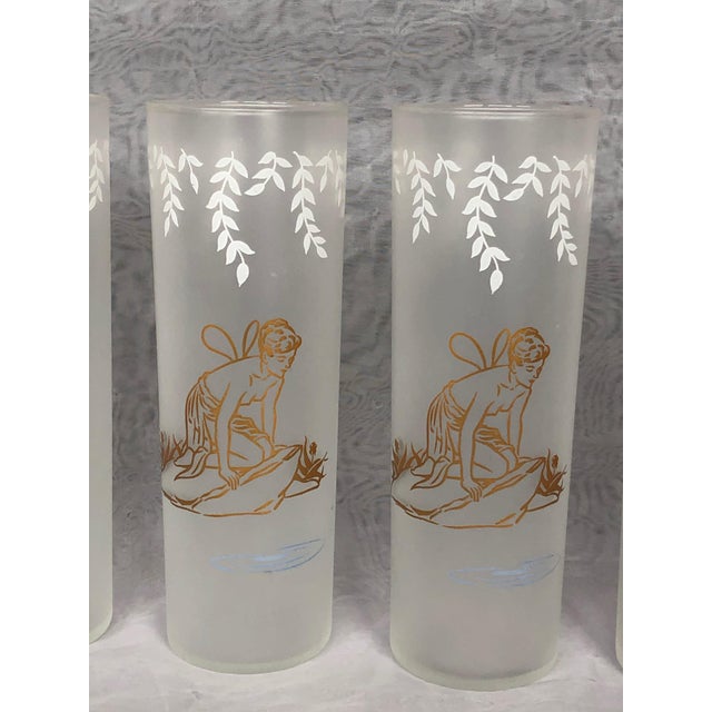 Vintage 1960s Libbey Glassware White Rock Fairy Frosted Tom Collins