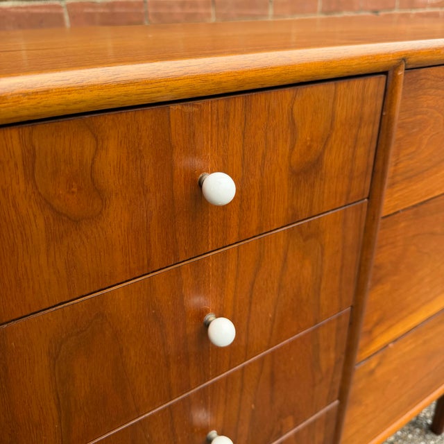Mid 20th Century Kipp Stewart for Drexel “Declaration” Walnut Mid Century Modern Lowboy Dresser For Sale - Image 9 of 12