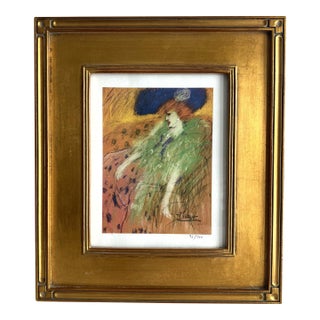 Mid 20th Century Woman in Blue Hat Pablo Picasso Style Glicee #96/900 Italy For Sale