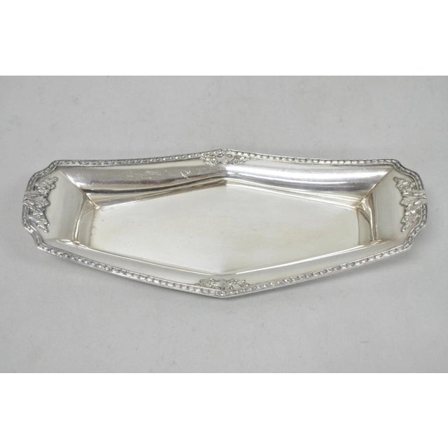 Vintage Poole 8093 Victorian Silver Plated Narrow "Boat Form" Trinket Dish For Sale In Philadelphia - Image 6 of 12