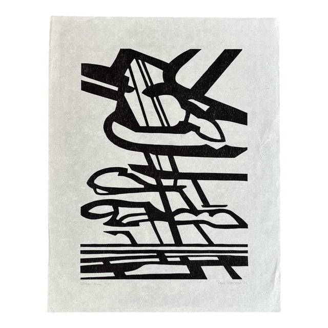 Paul Overhaus, Composition, 1986, Linocut Print on Japanese Paper For Sale
