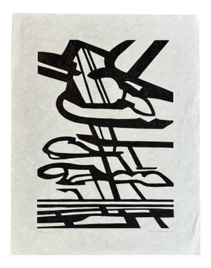 Paul Overhaus, Composition, 1986, Linocut Print on Japanese Paper