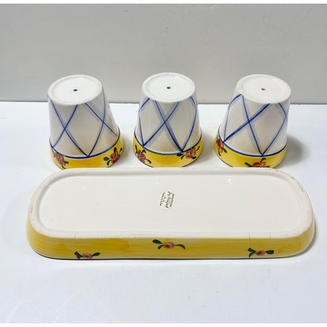 Yellow Vintage Jay Willfred Hand-Painted Ceramic Planter Set With Tray For Sale - Image 8 of 11