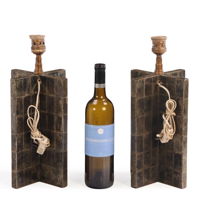 Mica Veneered Table Lamps, in the Manner of Jean-Michel Frank - a Pair For Sale In Philadelphia - Image 6 of 7