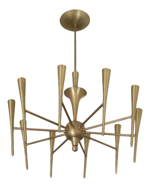 Vintage 1960s Brass "Trumpet" Chandelier