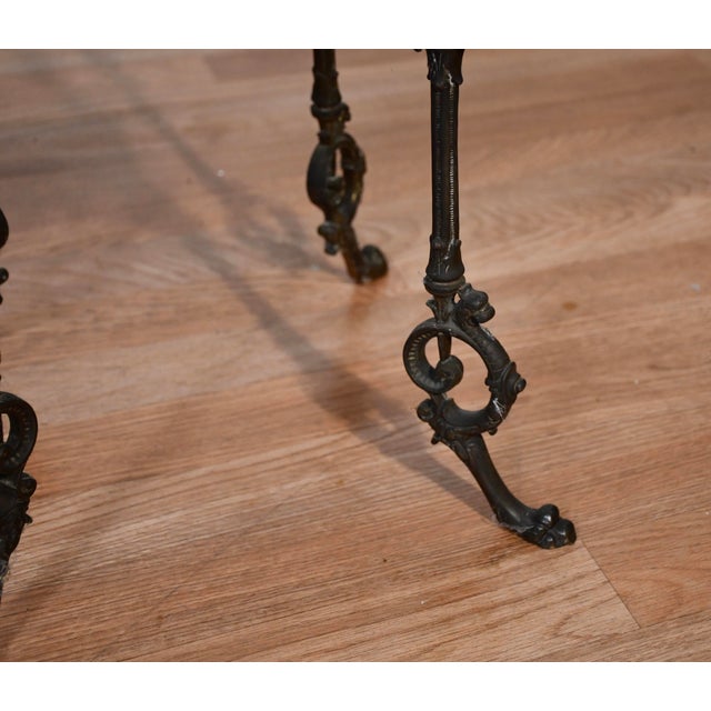 1900s Antique Victorian White Metal & Onyx Inset Two Tier Stand / Small Table For Sale - Image 6 of 11
