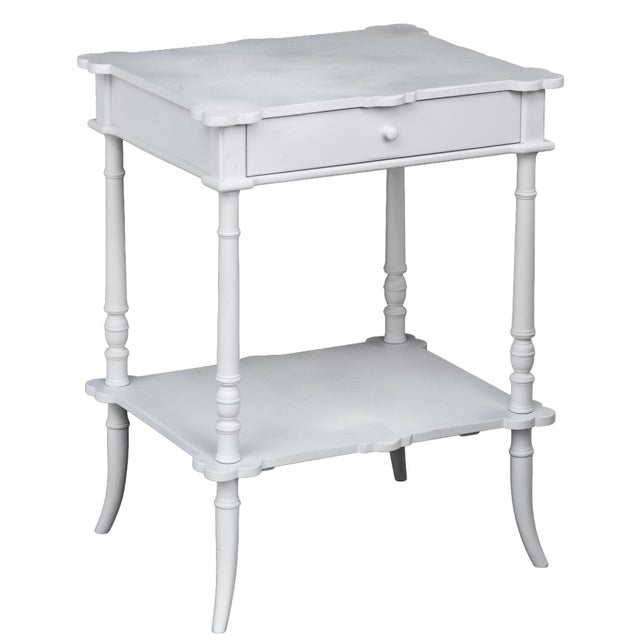 Vintage White Bedside Accent Table For Sale In Los Angeles - Image 6 of 9