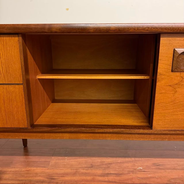 1966 Mid-Century Two-Toned Teak Sideboard With Sliding Doors For Sale - Image 10 of 14