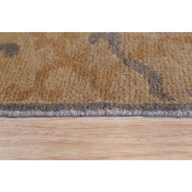 Traditional 6x9 Gold Distressed Allover Hand-Knotted Wool Rug For Sale - Image 3 of 4