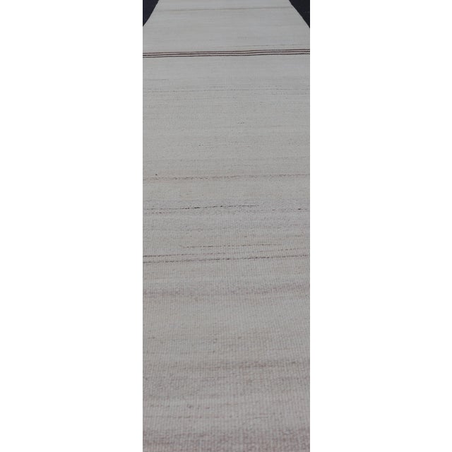 Vintage Turkish Kilim Runner With Subtle Neutral Tones and Elegant Stripes 2'5 X 13'10 For Sale - Image 4 of 10