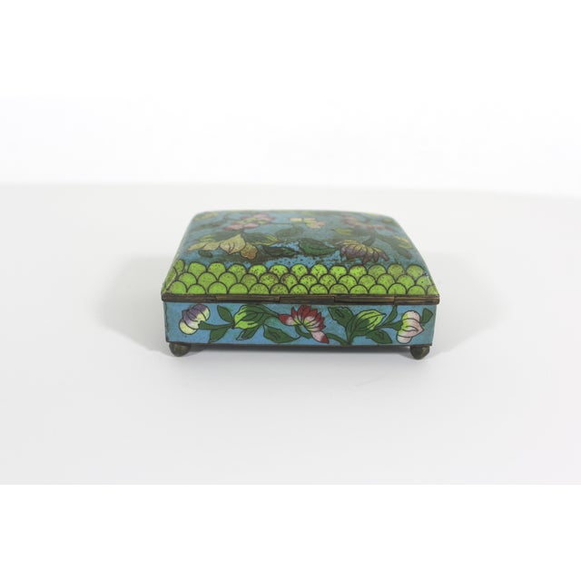 Antique Chinese Floral Cloisonné Box For Sale - Image 4 of 12