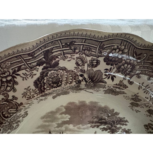 Ridgway Porcelain Antique Brown Transferware Shallow Bowl For Sale - Image 4 of 12