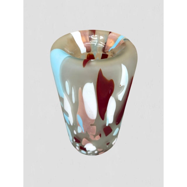 Glass Mardi Gras Glass Vase Tall For Sale - Image 7 of 7