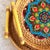 Arts & Crafts Set of Three Hand Painted Mandala Flower Pattern Rattan Round Trays With Handles For Sale - Image 3 of 8