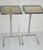 Pair of elegant simple design Siede glass spot side tables on chrome bases.