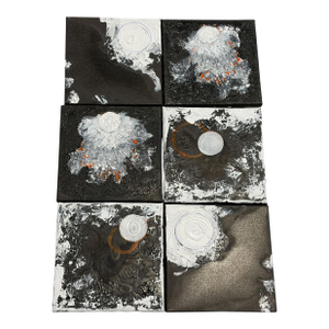 SeT of Four Black & White Acrylic and Ink Paintings on Canvas Titled La Luna