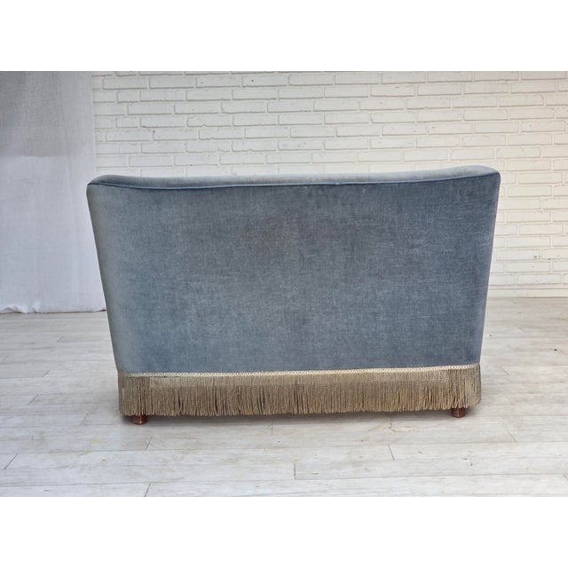 Vintage Danish Two-Seater Sofa in Furniture Velour and Beech, 1960s For Sale - Image 9 of 18