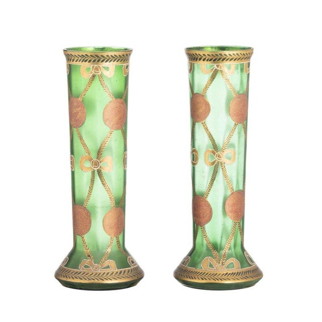 Art Nouveau Crystal Vases from Legras, Set of 2 For Sale - Image 6 of 6