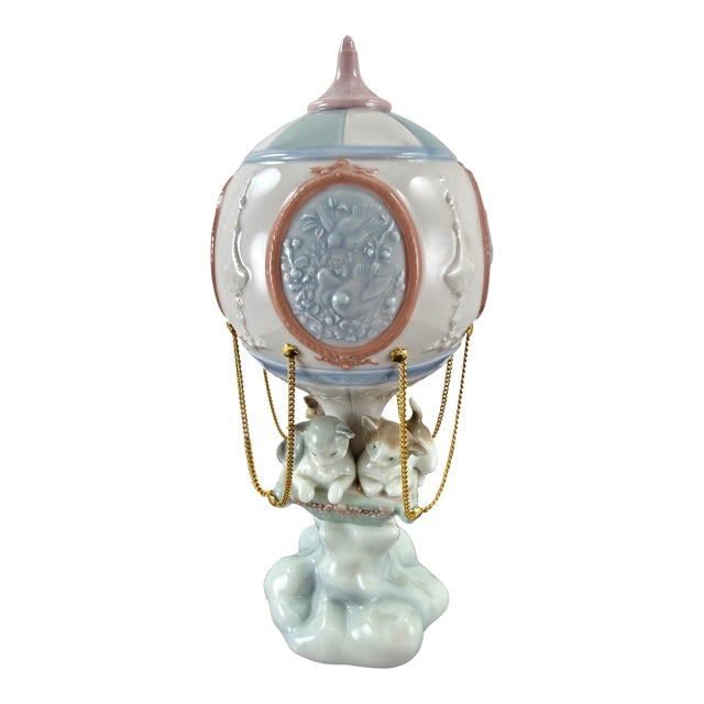Lladro 6522 "Through the Clouds" Kittens in a Hot Air Balloon For Sale
