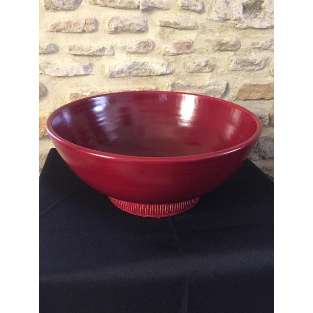 Pol chambost ivry pottery spectacular circular bowl with blood red glaze, pedestal worked with a wheel, work similar to...