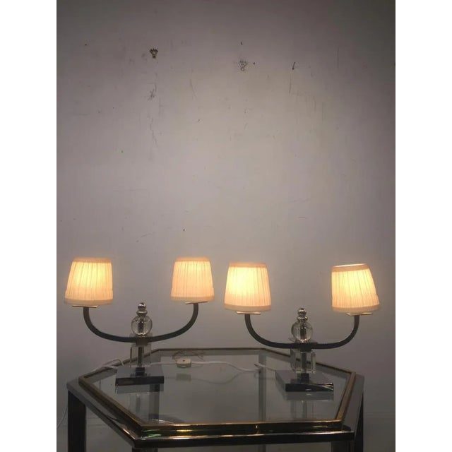 Jacques Adnet French Art Deco Lamps Attributed to Jacques Adnet - a Pair For Sale - Image 4 of 12