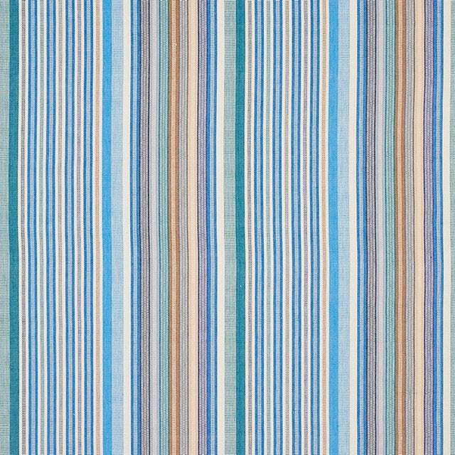 Schumacher Sample - Schumacher X A Rum Fellow Ripple Stripe Fabric in Surf For Sale - Image 4 of 4