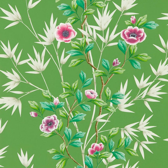 Harlequin Lady Alford Wallpaper in Apple/Magenta - a Sample For Sale