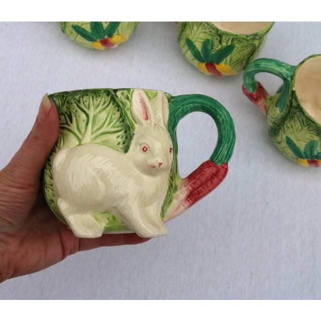 Vintage Bunny Lane Majolica Mugs by Strata Group-Set of 4 For Sale - Image 9 of 9